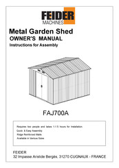 Feider Machines FAJ700A Owner's Manual