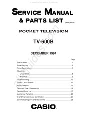 Casio TV-600B Service Manual & Parts Manual