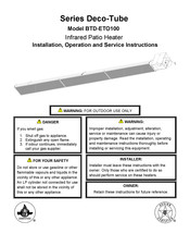 Berner Deco-Tube Series Installation, Operating And Service Instructions