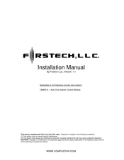 CompuSTAR Firstech CM800-S Installation Manual