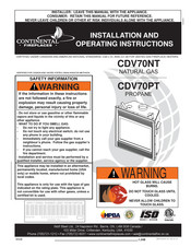 Continental Fireplaces CDV70PT Installation And Operating Instructions Manual
