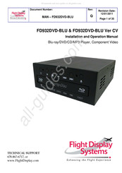 Flight Display Systems FD932DVD-BLU Installation And Operation Manual