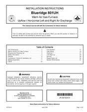 Blueridge A80UH Installation Instructions Manual