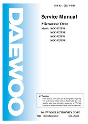 DAEWOO ELECTRONICS KOC-922T9R Service Manual