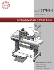 Atlanta Attachment Company 1337HEH Technical Manual & Parts Lists