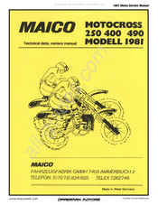 Maico Motocross 490 1981 Technical Data, Owner's Manual