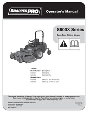 Briggs & Stratton Snapper Pro S800X Series Operator's Manual
