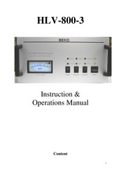 Beko HLV-800-3 Instruction & Operation Manual