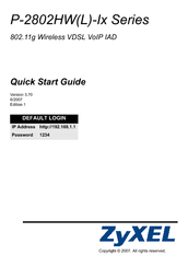 ZyXEL Communications P-2802HW-I3 Quick Start Manual