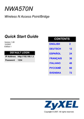 ZyXEL Communications NWA570N Quick Start Manual