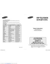Samsung PS-50C96HC Owner's Instructions Manual