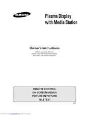 Samsung Plasma Displaywith Media Station Owner's Instructions Manual