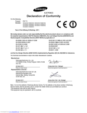 Samsung PS59D6910 Declaration Of Conformity