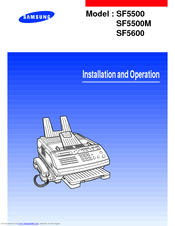 Samsung SF-5600 Installation And Operation Manual