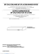 Whirlpool RANGE HOOD UXT2030AY Installation Instructions And Use And Care Manual