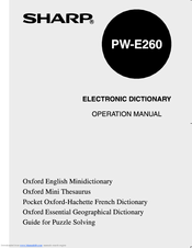 Sharp PW-E260 Operation Manual