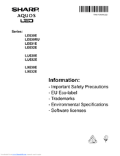 Sharp AQUOS LX630E Series Information Manual