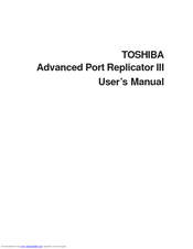 Toshiba III Plus - Advanced Port Replicator III User Manual
