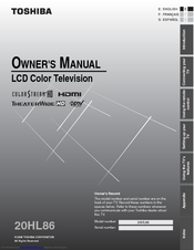 Toshiba TheaterWide 20HL86 Owner's Manual