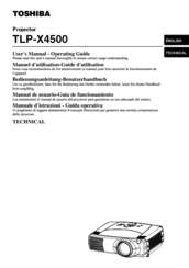 Toshiba TLP-X4500 User Manual – Operating Manual