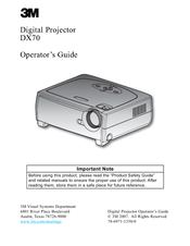 3M DX70 - Digital Projector XGA DLP Operator's Manual