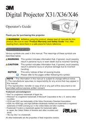 3M X36 Operator's Manual