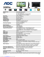 Aoc 2436Vw Manuals | ManualsLib