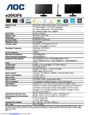 AOC E2043FK Specifications