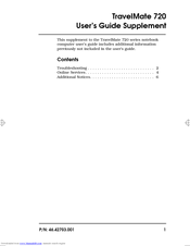Acer TravelMate 720 Series User Manual Supplement