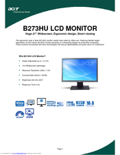 Acer B273HU 27 inch Monitor Manuals