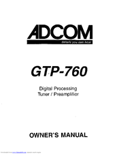 Adcom GTP-760 Owner's Manual
