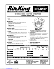 Air King DRLC107 Specifications