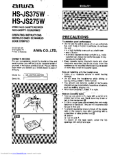 Aiwa HS-JS375 Operating Instructions Manual