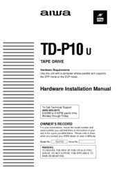 Aiwa TD-P10 Hardware Installation Manual
