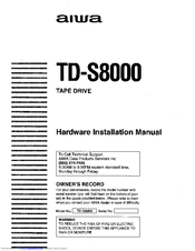 Aiwa TD-S8000 Hardware Installation Manual