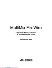 Alesis MultiMix FireWire Frequently Asked Questions Manual