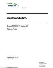 Alvarion BreezeACCESS VL 4.5 Release Note