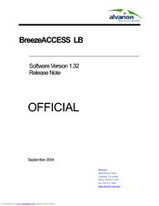 Alvarion BreezeACCESS LB Release Note