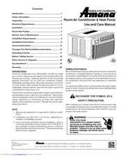 Amana room air conditioner Use And Care Manual