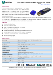 AmbiCom BT2-USB Class I Specifications