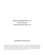 American Dynamics AD1684B Installation Instructions Manual