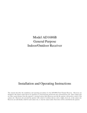 American Dynamics AD1686B Installation And Operating Instructions Manual