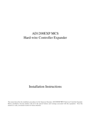 American Dynamics AD1200EXP MCS Installation Instructions Manual