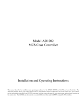 American Dynamics AD1202 Installation And Operating Instructions Manual