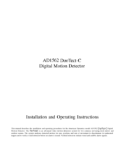 American Dynamics DuoTect-C AD1562 Installation And Operating Instructions Manual