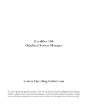 American Dynamics Excalibur 168 Operating Instructions Manual