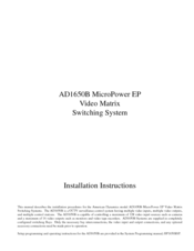 American Dynamics MicroPower EP AD1650B Installation Instructions Manual