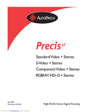 Amx Precis LT Component Video+Stereo User Manual