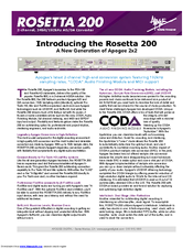 Apogee Rosetta 200 Datasheet