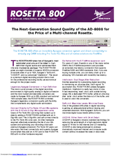 Apogee Rosetta 800 Datasheet